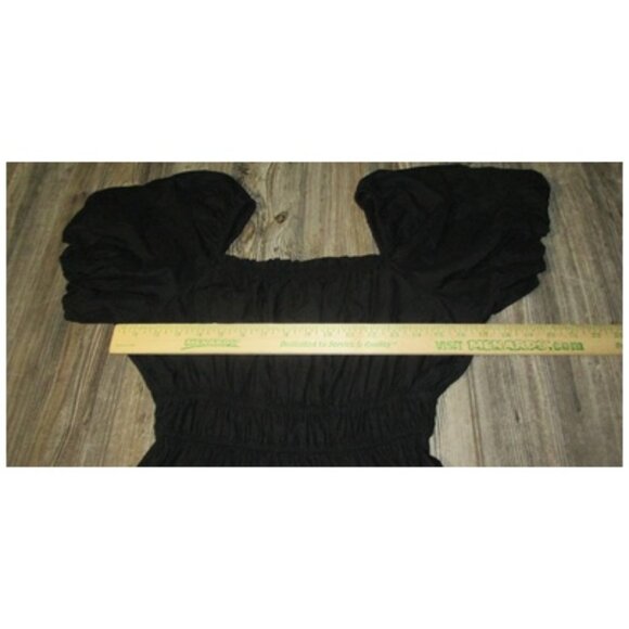 Dizzy Lizzy Women's Black Peasant Style Short Slv Dress Ruffles Size Medium Boho - Picture 4 of 13